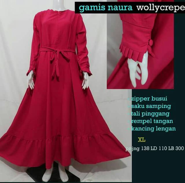 [New&amp;Best!] gamis naura basic wollycrepe | gamis busui dan rempel | gamis grad A grosir