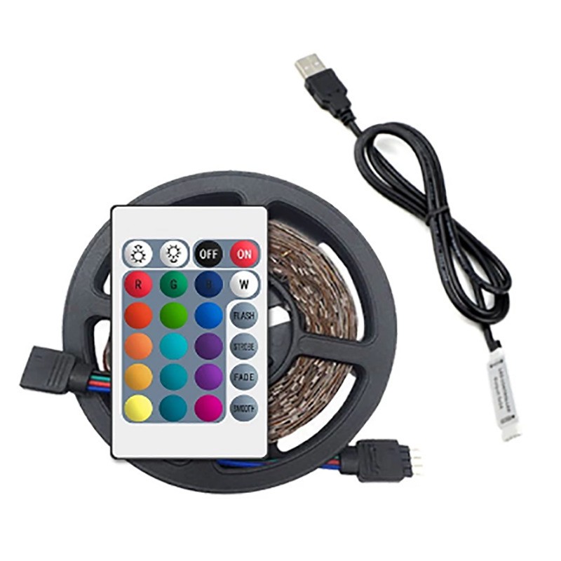 USB Mood Light 5V Led Strip 5050 RGB dengan Remote Control 24 key