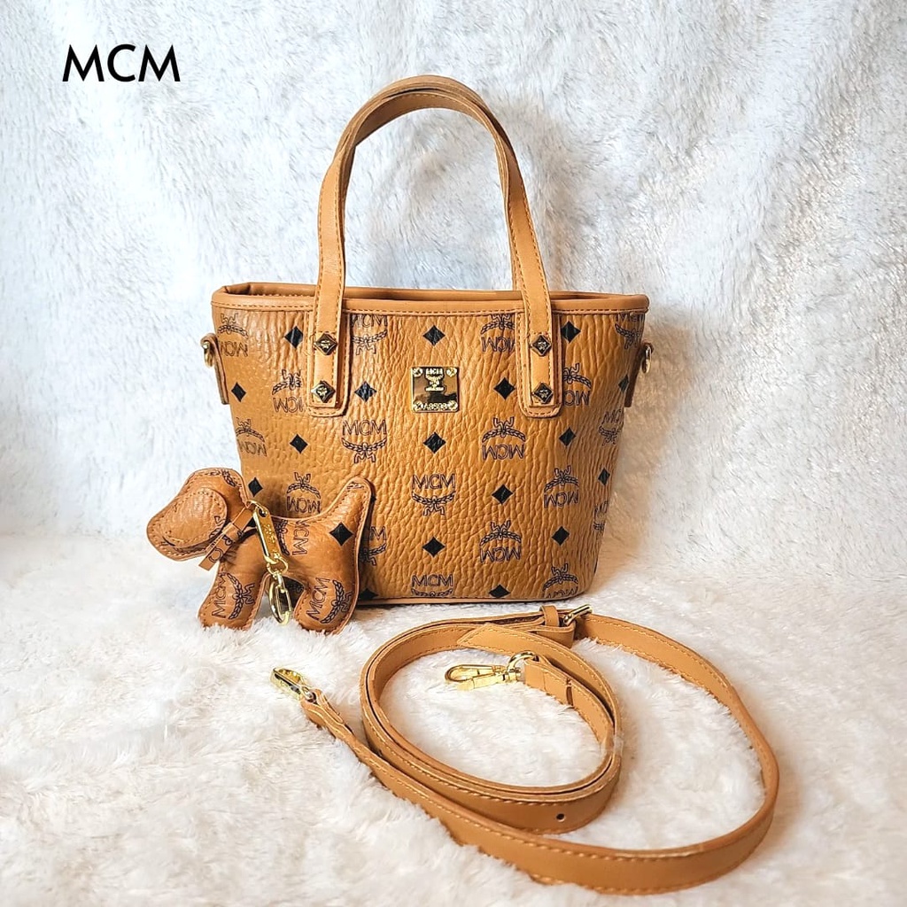 TAS WANITA BRANDED ORIGINAL- ANYATOPZIP MINI COGNAG TOTE COMPLETE SET