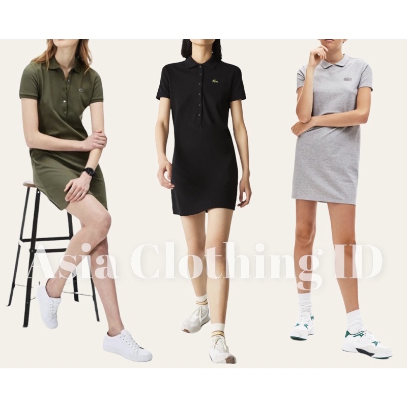 Lacoste Cotton Pique Dress / Polo Midi Dress Bodycon Cotton Wanita