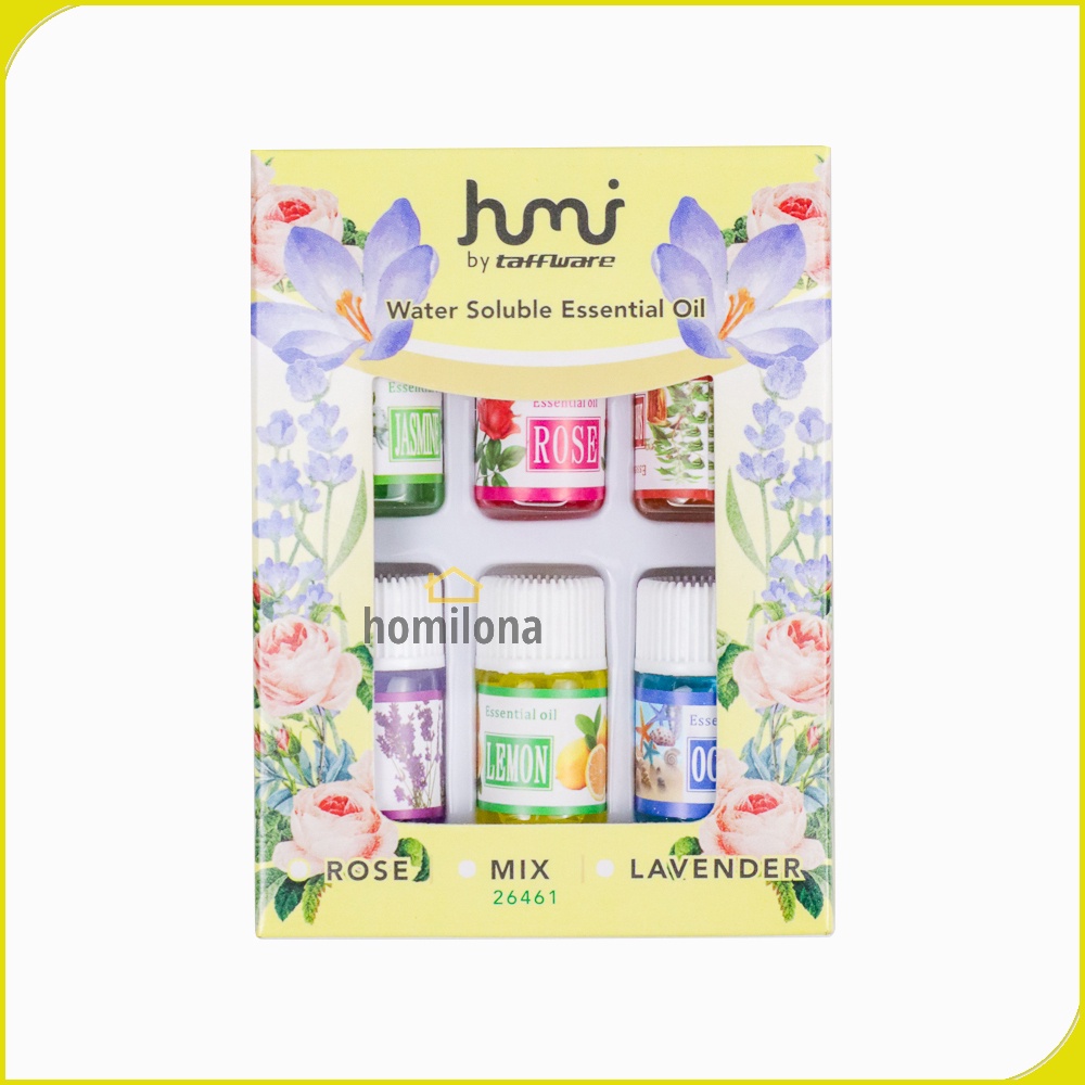 Minyak Aromaterapi Diffuser Paket 6 botol 3ml - Taffware Humi 26461 / Pengharum Ruangan Essensial Murni Pure Essential Oil Aromatherapy Fragrance Set for Humidifier