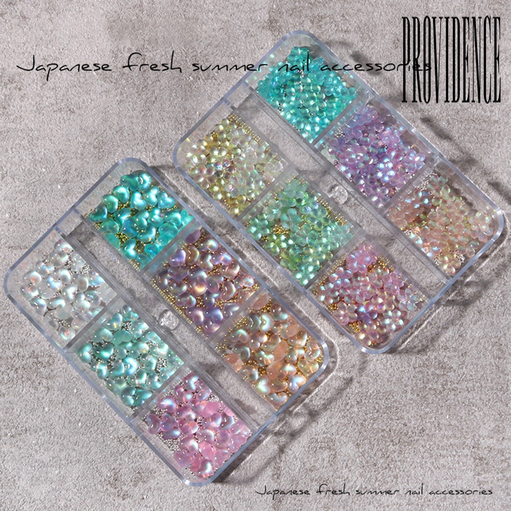 Providence Manik-Manik Baja Mini Bentuk Hati / Bunga 3D Untuk Dekorasi Nail Art / Manicure DIY