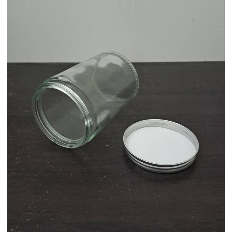 SJ750 RETTO Straight glass jar 750ml / toples kaca 750ml turup almunium silver
