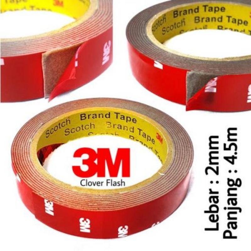Isolasi Mobil Double Tape Bolak Balik 3M 20mmx3m Lem Serbaguna Kuat
