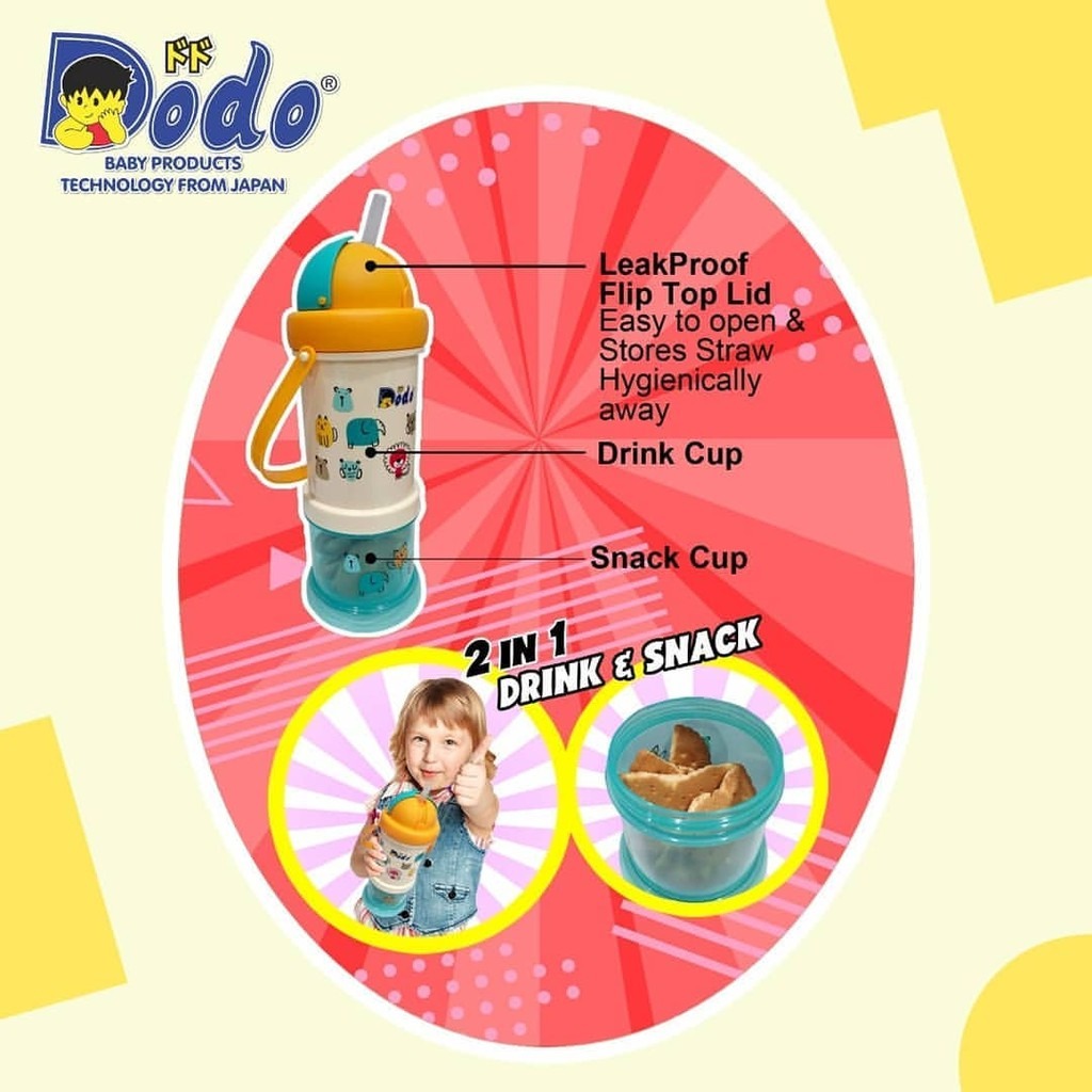 Dodo 2 in 1 Drink and Snack Cup Botol Minum Wadah Cemilan DDC014