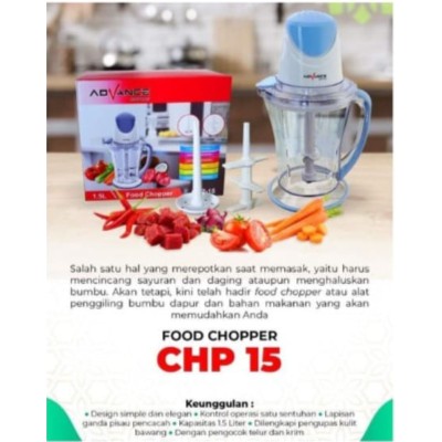 Advance CHP 15 Food Chopper Plastik Blender Penggiling Daging &amp; Bumbu