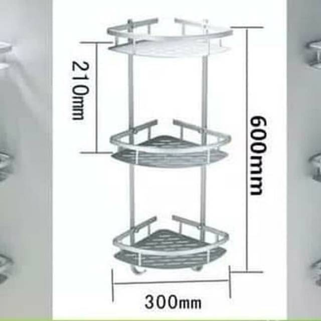 EM Rak Sudut Kamar mandi 3 Susun Segitiga Aluminium