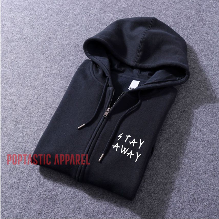 SWEATER HOODIE ZIPPER Pria Wanita STAY AWAY Bahan Fleece Tebal