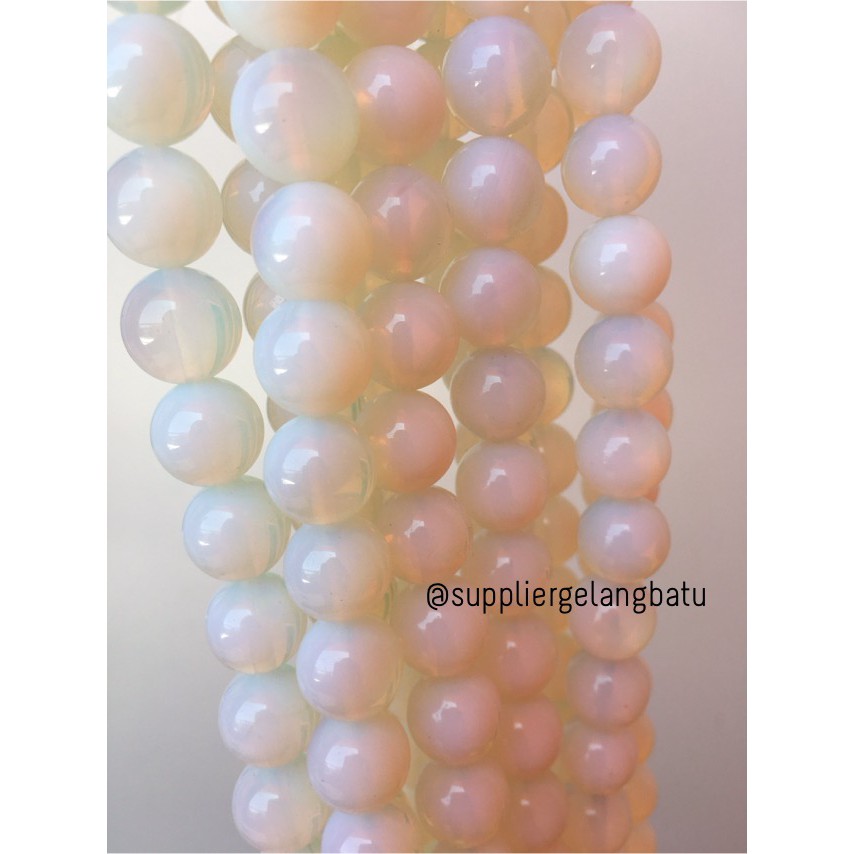 Moonstone opalite 12mm ready stock glow tembus cahaya senter akik alam aksesoris batu alam unisex