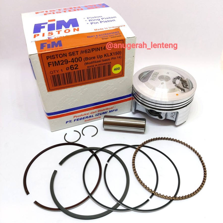 Piston Kit FIM 29 OS 400 / 4.00 ( 62 ) Bore Up Kawasaki KLX 150