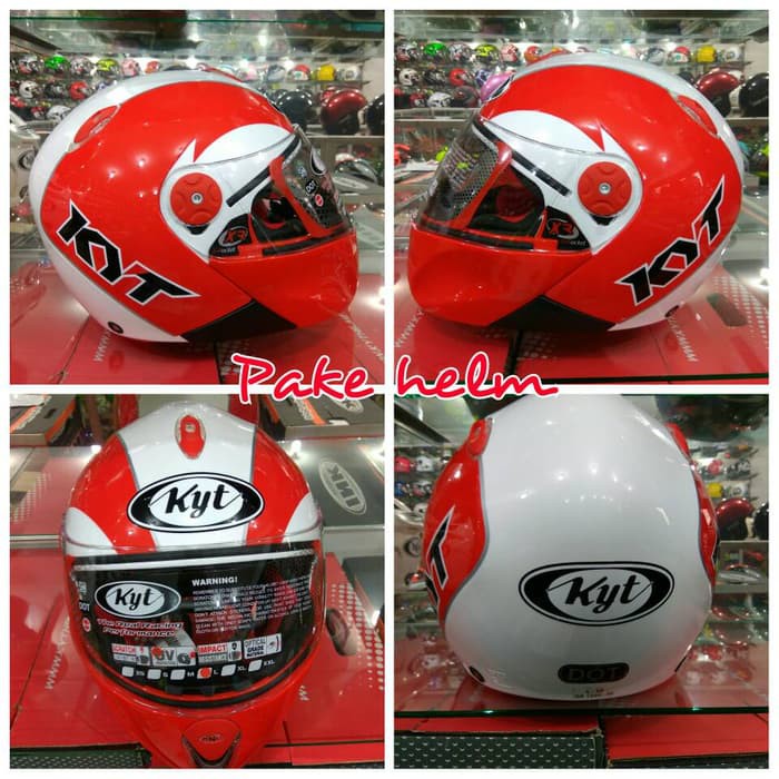 HELM KYT ROCKET HELM KYT FULL FACE WHITE RED