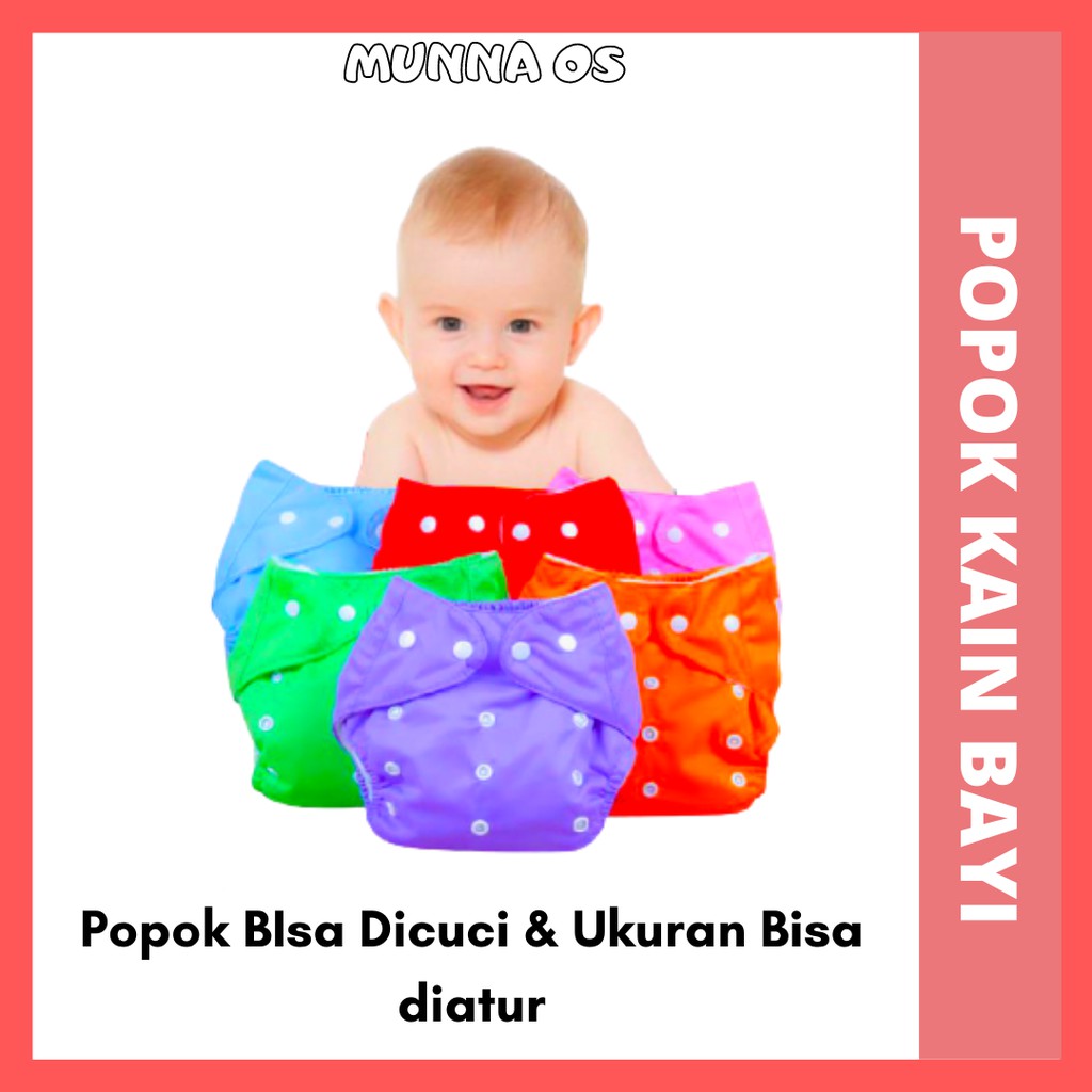 MUNNA OS Popok Bayi Kain Berkancing Bisa di Cuci Celana Diaper Pampers Cloth Clodi Insert Import