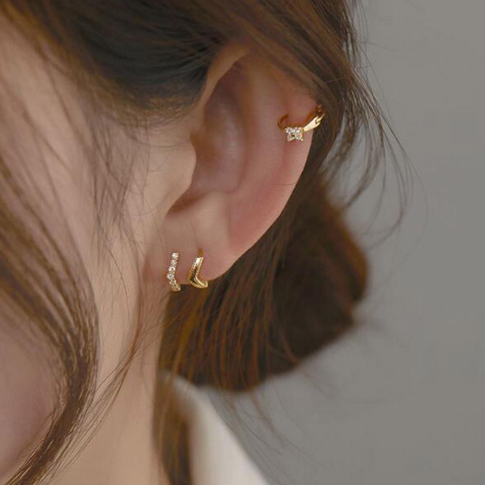 TOP Hadiah Anting Hoop Hoogie Kecil Untuk Wanita Pria Batu Mengkilap Berlian Imitasi Tulang Rawan Helix CZ Earrings