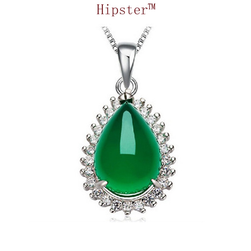 Best-Selling Elegant High-Grade Affordable Luxury Fashion Pear-Shaped Natural Emerald Diamond Pendant Necklace