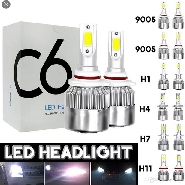 Lampu C6 LED MOBIL COB Chips HB3 HB4 H11 H7 H1 H3 H4 HIR2 9012 9005 9006 putih Bohlam Headlamp Foglamp Utama