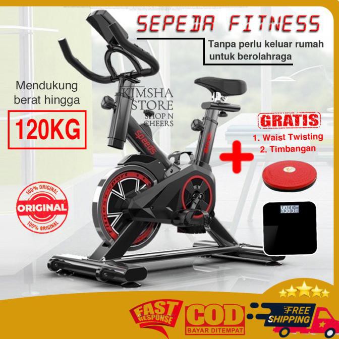 Sepeda Fitness Rumah Alat Gym Sepeda Statis Spinning Bike Speeds - Hitam Tokoemak9