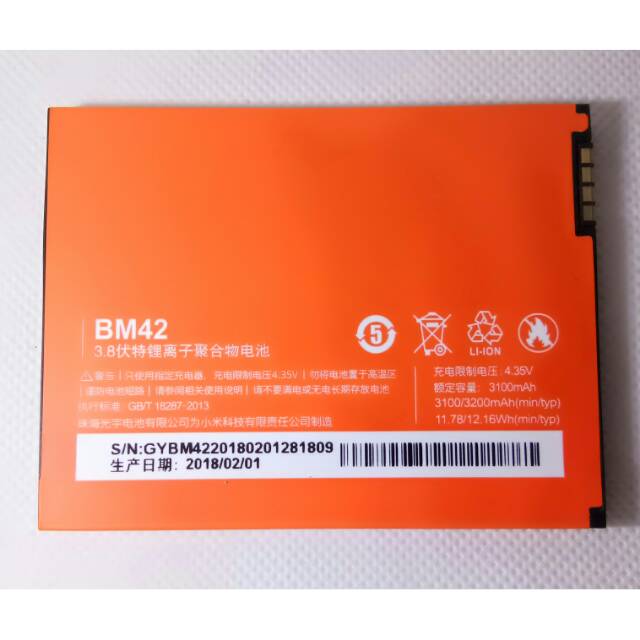 BATERAI/BATRE BM42 XIAOMI REDMI NOTE 1 ORIGINAL 100%