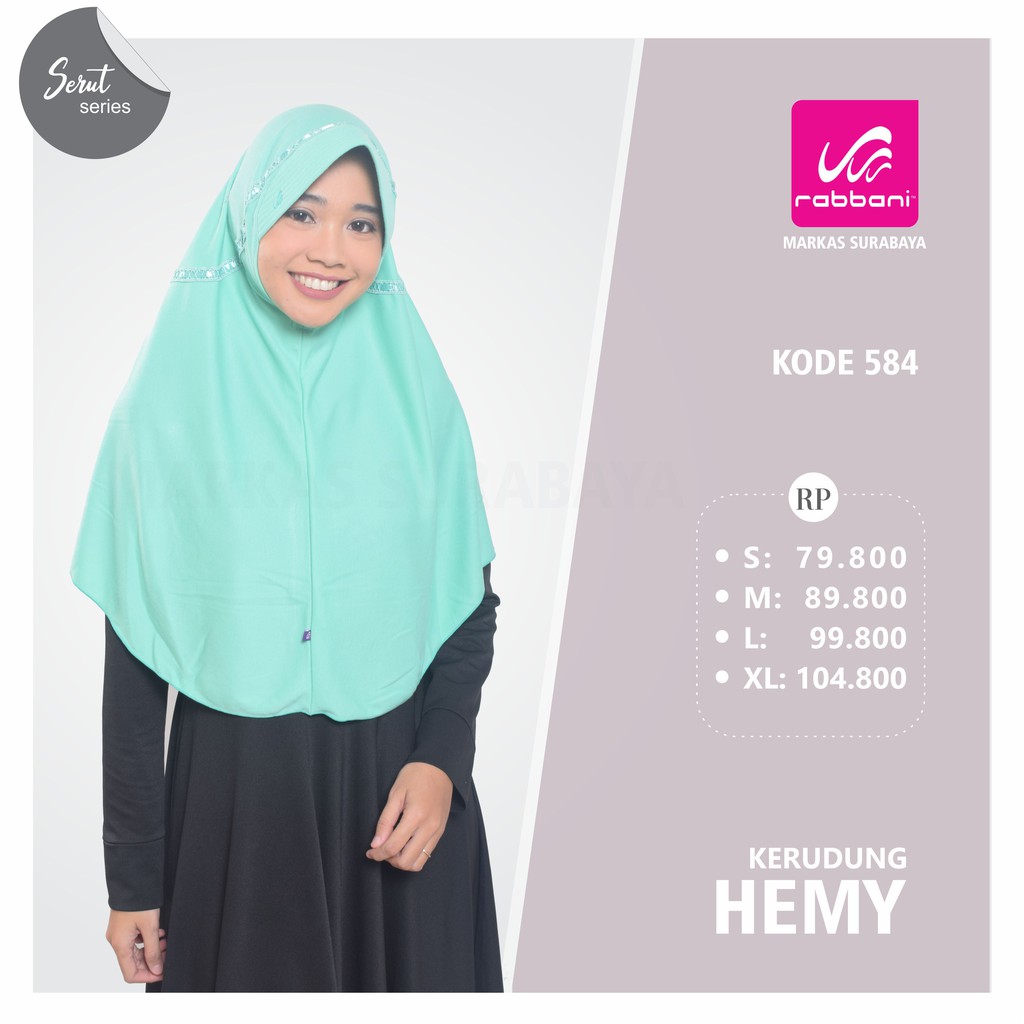 [4] KERUDUNG SERUT HEMY WARNA WARNI RABBANI (RENDA SAMPAI KEPALA)