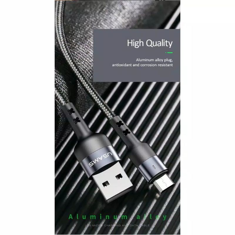 USAMS U26 Kabel Charger Fast Charging Android iPhone USB TYPE C ,MICRO &amp; LIGHTNING ORIGINAL