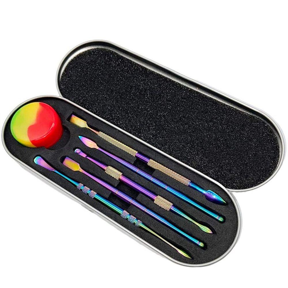 Nickolas1 Alat Ukir Lilin Portable Warna Pelangi Pelindung Metal Case Scraper Dengan Wadah Silikon Carver Handcraft Tool Kit