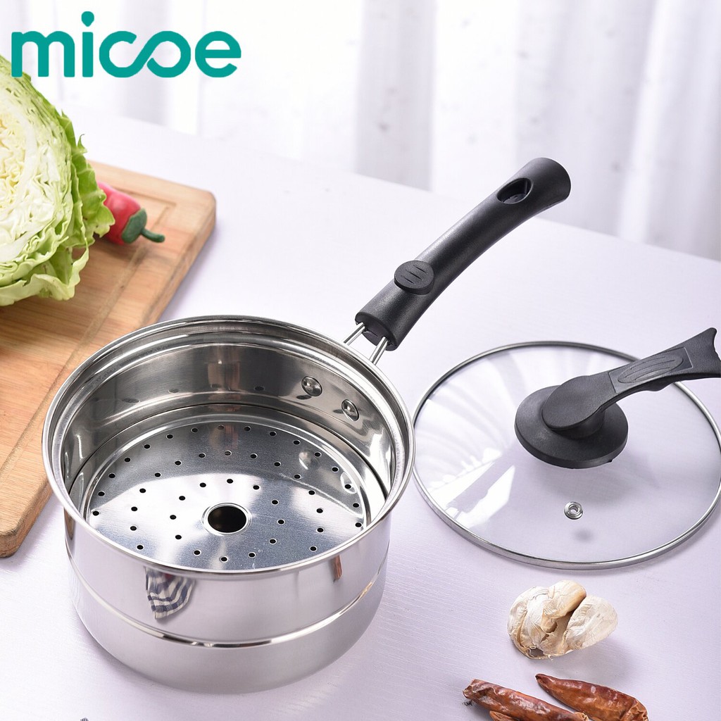 MICOE Panci sup stainless steel panci susu steamer panci deep fryer 18cm