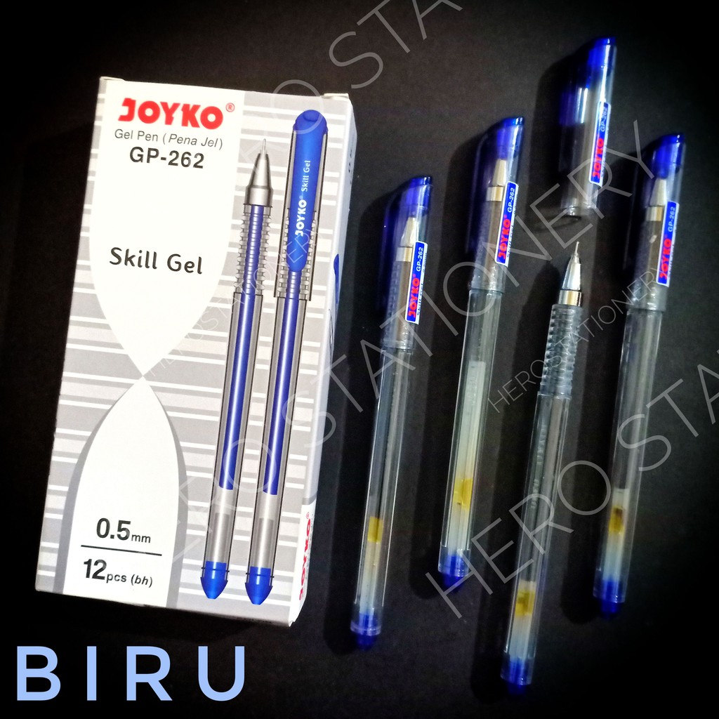 

Pen gel joyko skill gel 0.5 mm tinta biru . 12 unit