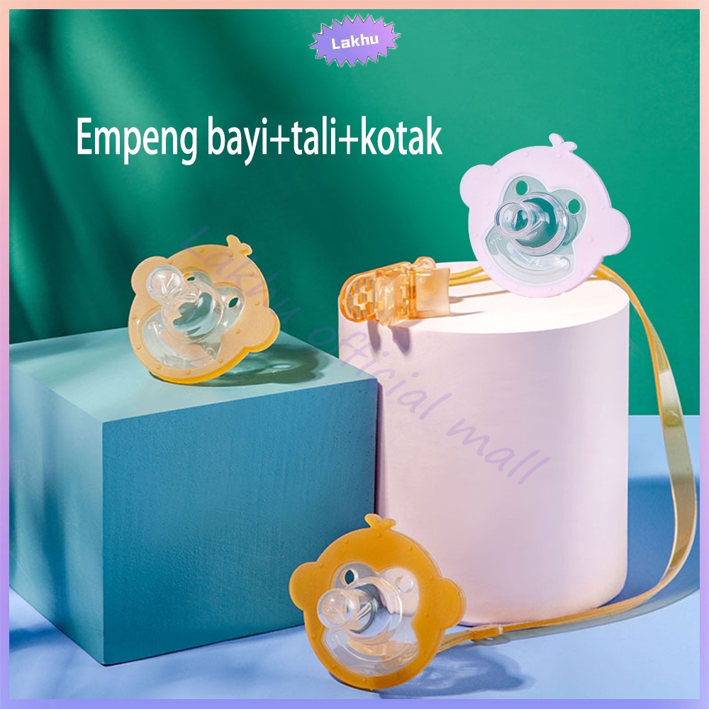 Lakhu Dot empeng bayi silikon BPA free/baby pacifier dangen tali kotak