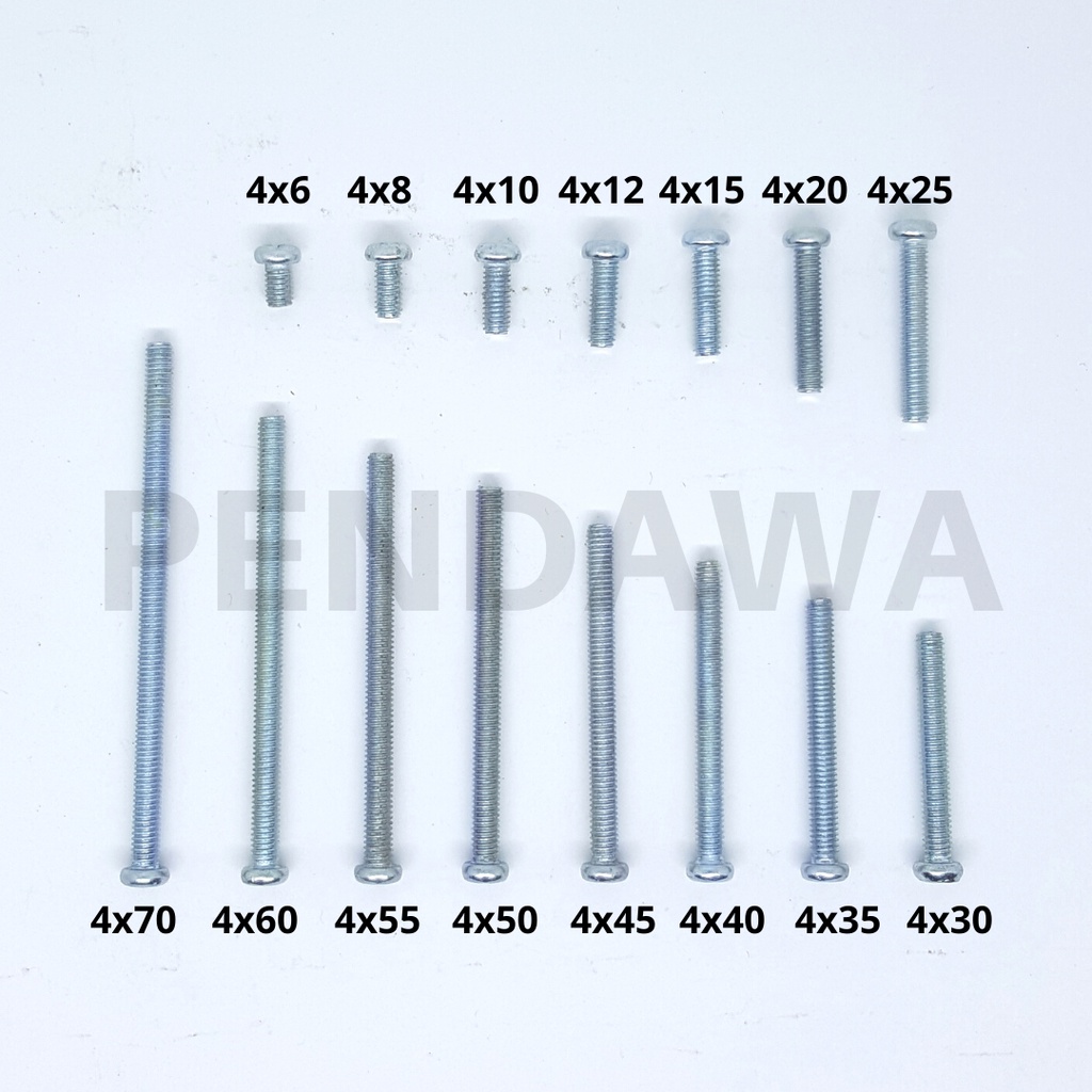 [10pcs] Baut JP+ 4 x 15mm Merk TMS M4 x 15mm