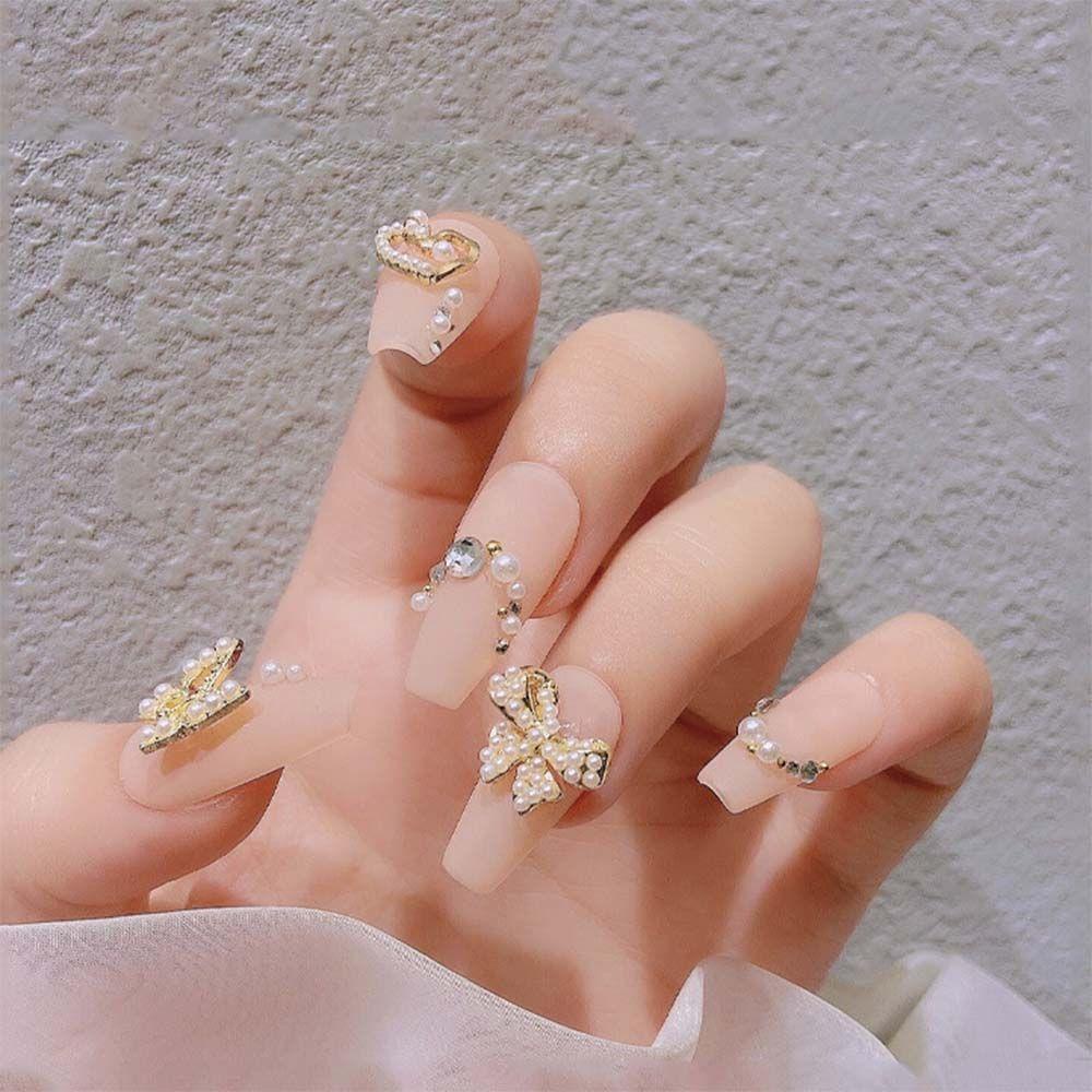 Mxbeauty Ikatan Simpul Nail Art Berlian Zirkon Mutiara Bow Tie Pendant 3D Alloy Perhiasan Nail Art Berlian