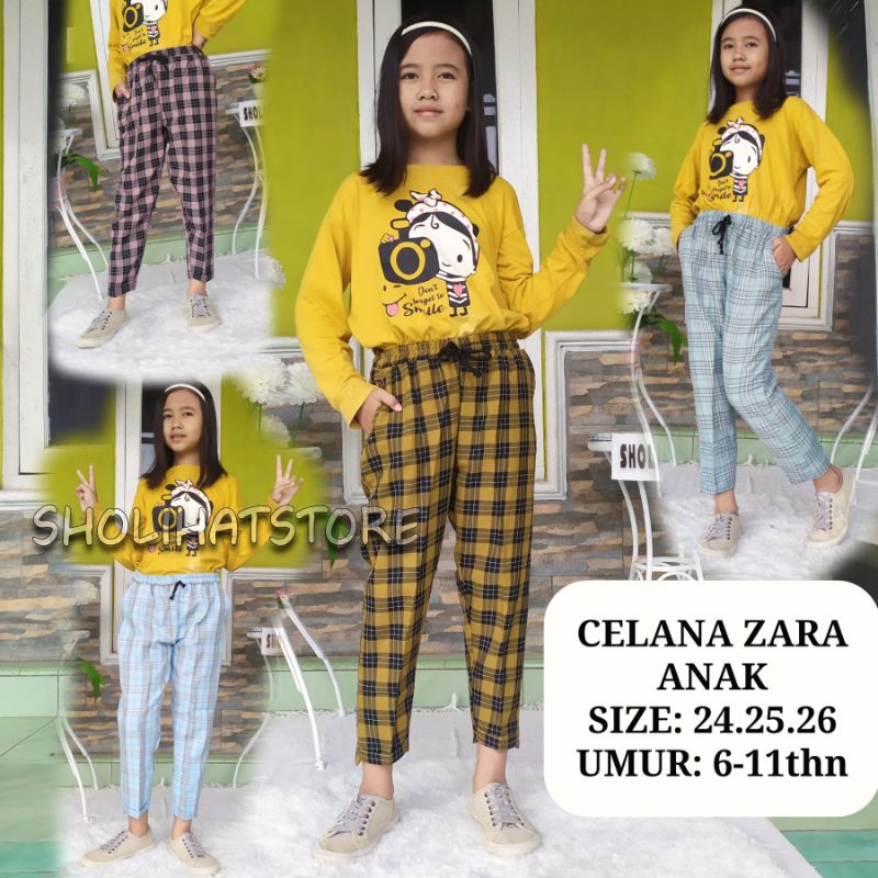 CELANA ZARA ANAK PEREMPUAN / CELANA TARTAN ANAK PEREMPUAN / CELANA PANJANG ANAK KOTAK KOTAK  / CELANA PANJANG ANAK KOTAK / CELANA PANJANG ANAK PEREMPUAN MOTIF KOTAK-KOTAK / ZARA PANTS ANAK PEREMPUAN / BAGGY PANTS ANAK PEREMPUAN UMUR 7 THN SAMPAI 13 THN