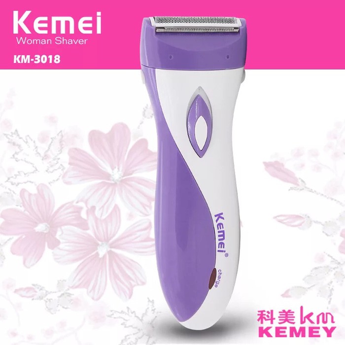 Kemei 3018 Alat Cukur Wanita Lady Shaver Remover Cukuran Bulu Sensitif Kaki Ketiak Ketek