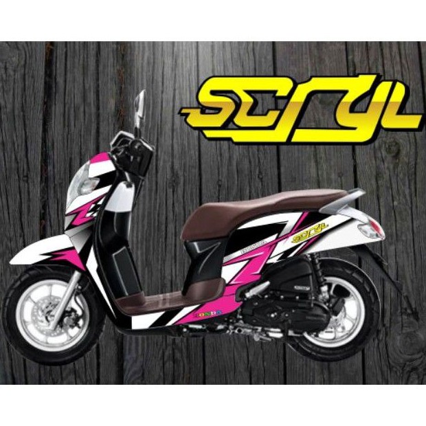 Decal sticker Scoopy fi motif road race pink putih