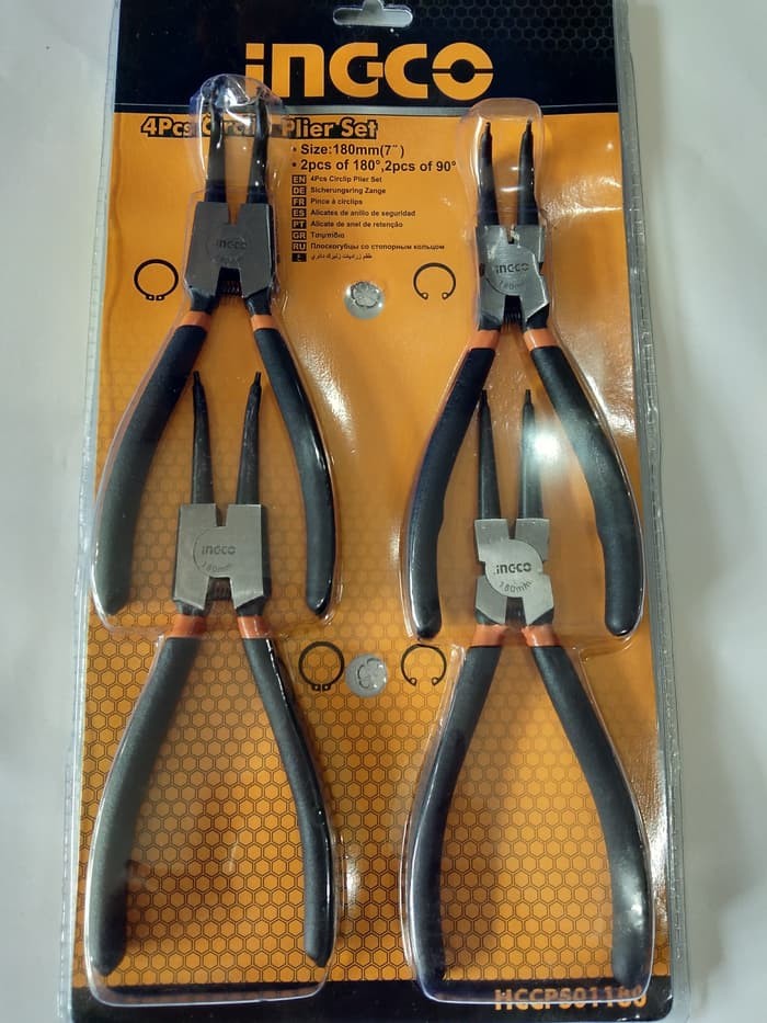 TANG SNAP RING / TANG CIRCLIP PLIERS 7&quot; 1 SET 4 PCS INGCO HCCPS01180