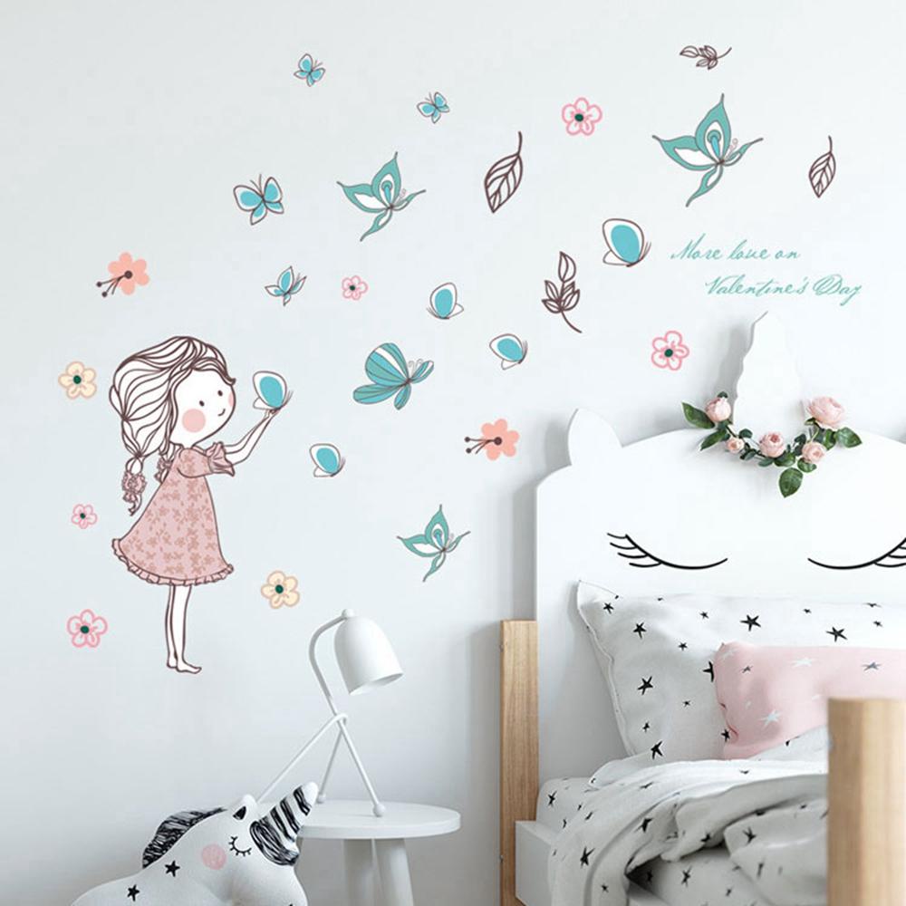 Agustinina Stiker Dinding Kupu-Kupu Terbang PVC Dapat Dilepas Untuk Kamar Tidur Kamar Anak Kamar Anti Jamur Seni Mural