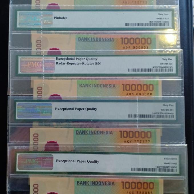 *#*#*#*#] set uang kuno 100000 rupiah polymer nomor cantik solid radar 1999