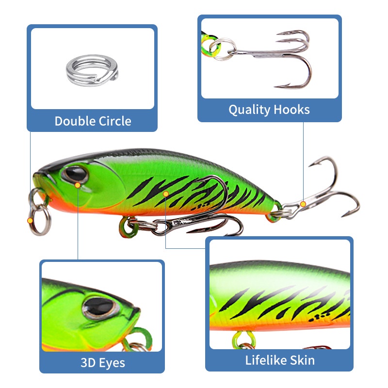 Umpan Pancing 5g/5.3cm Fishing Minnow Lure Umpan Ikan Alat Pancing Kail Plastic Bait Umpan Mancing umpan casting gabus