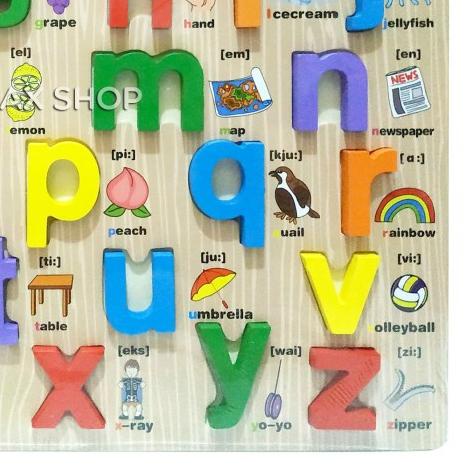 ♞ MAINAN ANAK PUZZLE CHUNKY KAYU HURUF KECIL ABJAD ABC BAHASA INGGRIS ◘