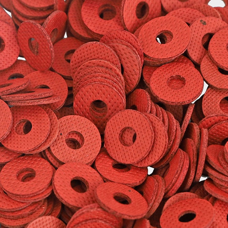 Bt 100pcs Red Flat Ring Fiber Washers Fiber Washer Karet Flat Washer Ledeng Kit Isolasi Washer