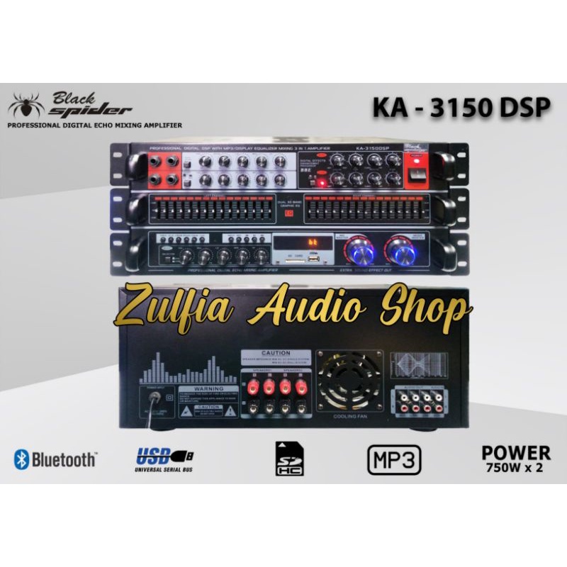 AMPLIFIER KARAOKE BLACK SPIDER KA 3150 DSP POWER MIXER ORIGINAL