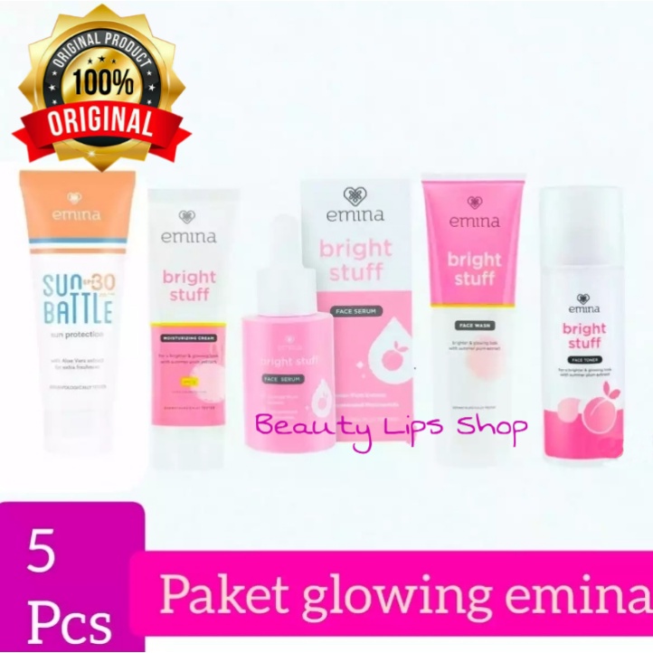 PAKET Glowing EMINA BRIGHT STUFF 5PCS/ PERAWATAN WAJAH