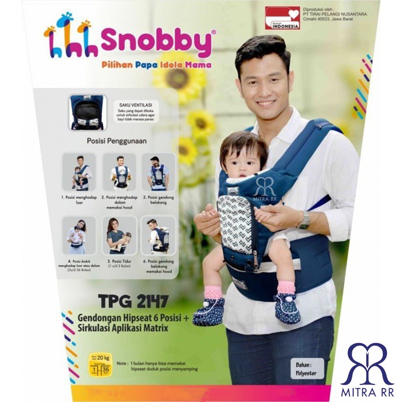 Hipseat Snobby 6in1 Gendongan Bayi Depan 6 Posisi/ Gendongan Depan Hip Seat TPG 2147 Matrix / TPG 21