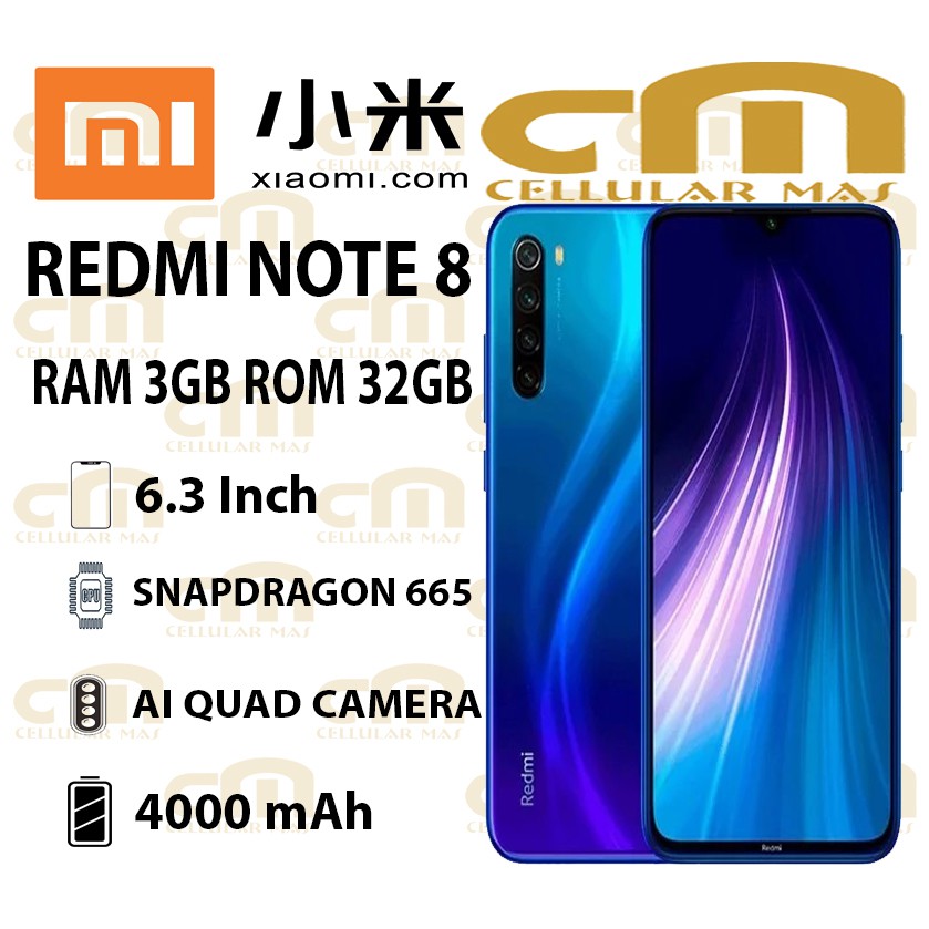 Xiaomi Redmi Note 8 3/32 RAM 3GB ROM 32GB GARANSI RESMI