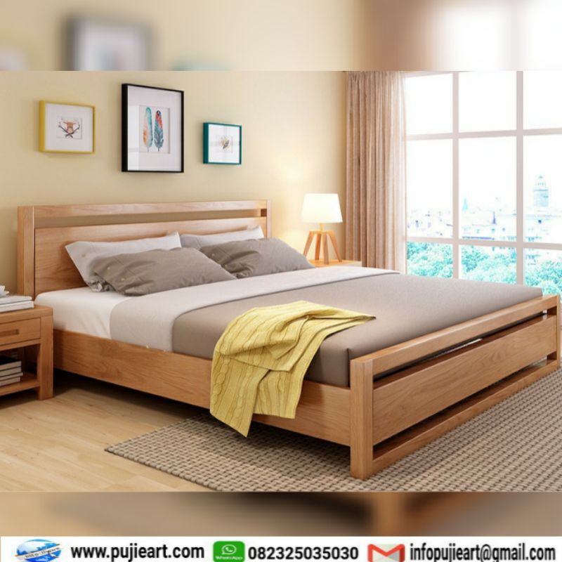 Tempat Tidur Kayu Jati Minimalis, Ranjang Tidur Modern Kayu Jepara, Dipan Jepang Murah Size 160x200