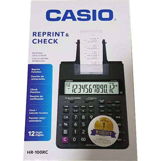 KALKULATOR CASIO PRINT ( KERTAS )  HR-100RC NEW