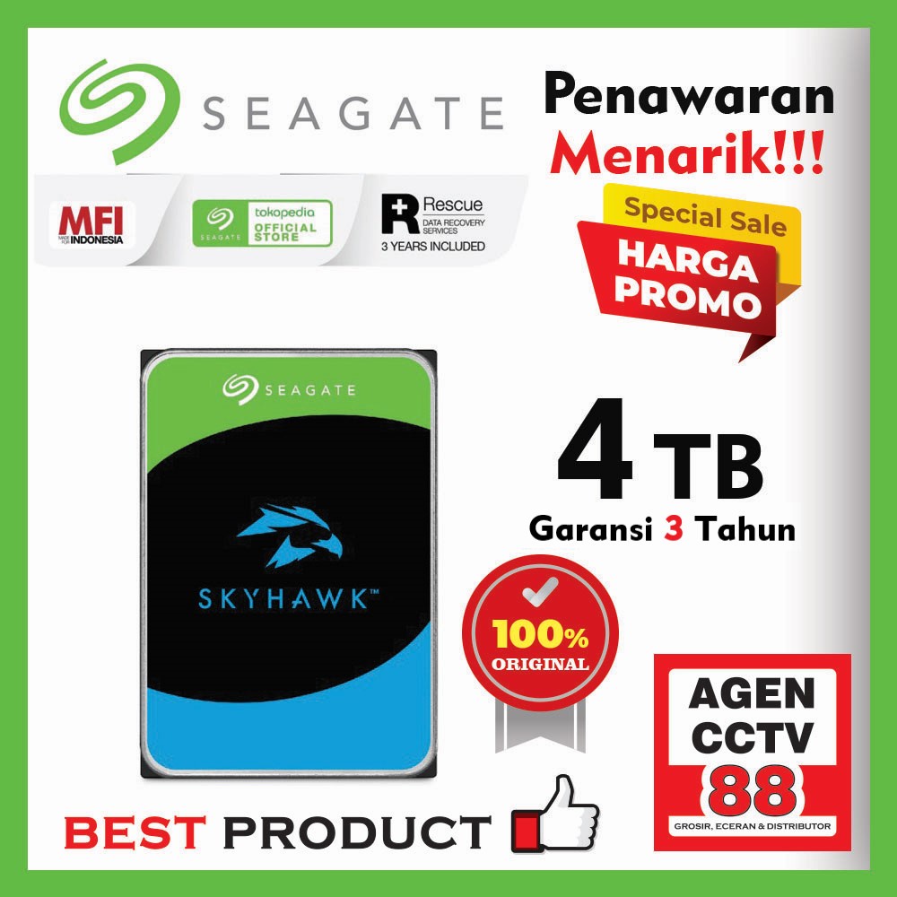 Harddisk Hardisk HDD CCTV Seagate Skyhawk 4TB MFI ORIGINAL 100%