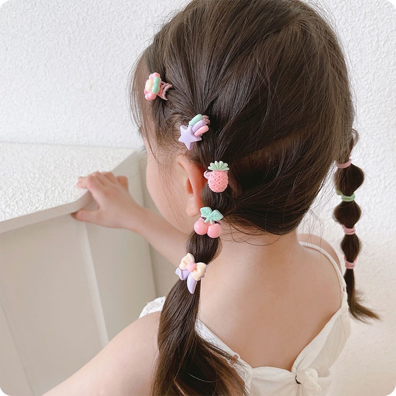 10 / 20Pcs / Set Ikat Rambut Ponytail Elastis Bahan Karet Gaya Korea Untuk Bayi Perempuan