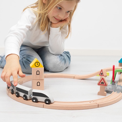 LILLABO Kereta dengan rel, set isi 45