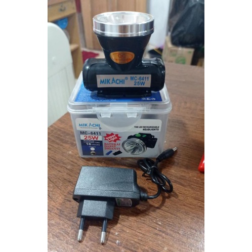 senter kepala mikachi mc 6411(baterai litium bisa ganti)