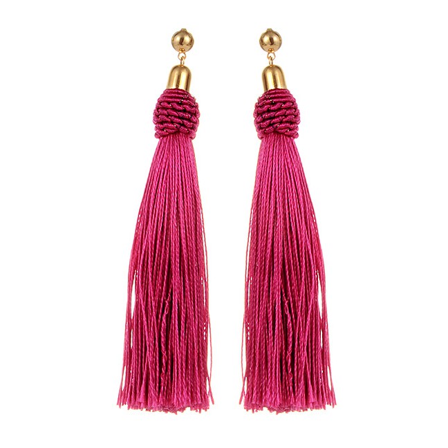 LRC Anting Tusuk Bohemia Pure Color Decorated Tassel E0927X