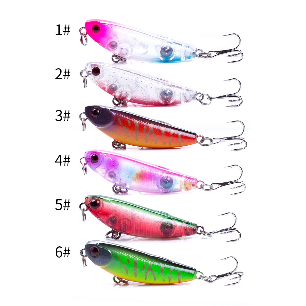 HENGJIA 6pcs 5cm 5.5g Mini Pencil Minnow Umpan Pancing Swimbait Ikan Sinking Fishing Lure Bass Kecil